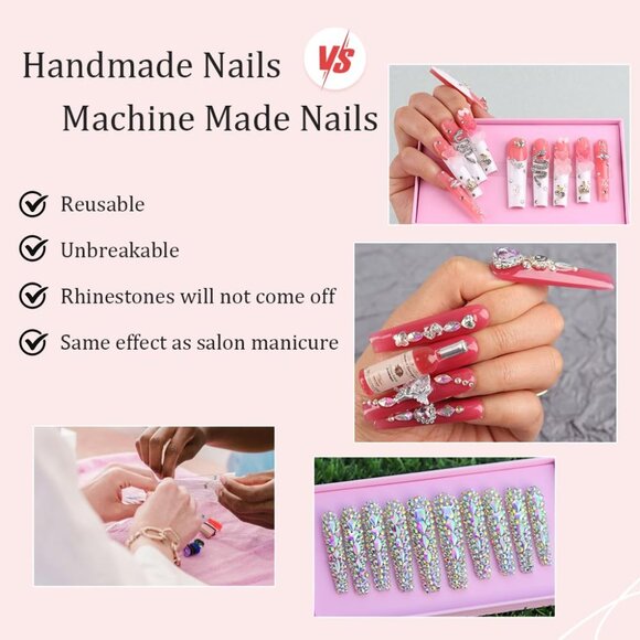NEW Handmade Artificial Gummy Bear 3D Frosted Snakes Nail Art press on Kit! - Picture 4 of 10